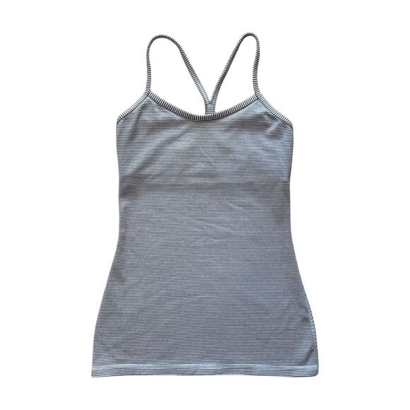 Lululemon Power Y Tank Top Tonka Stripe Black Heathered Medium Grey 4 - Picture 5 of 10